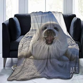 Amazon Com Golee Throw Blanket Animal Baby Harp Seal Pup On Ice