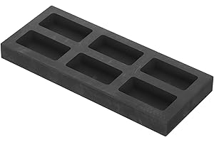 PACKOVE Graphite Ingot Mold for Metal Casting 6-hole Rectangular 195×80×17mm Metal Melting Mold for Gold