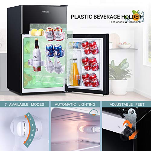 TACKLIFE Mini Fridge with Freezer 3.1 Cu.Ft, 2 Door Compact