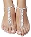 2 Piece White Ankle Bracelet Crochet Anklets Barefoot Sandals Foot Jewelry