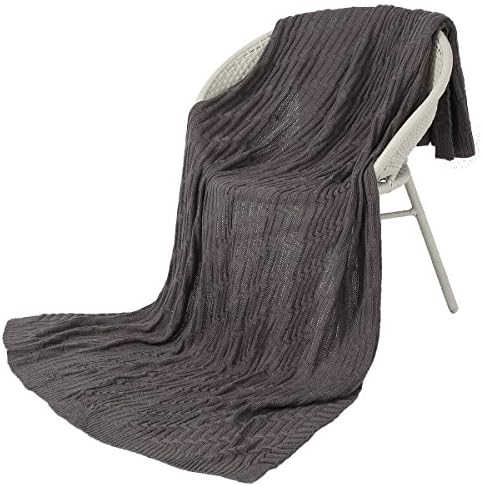 Decorative Throw Blanket (Oversized) Soft Plush Acrylic Fabric Couch Chair Travel Use Warm Breathable Comfort Modern Zigzag Pattern 67” x 51”（Grey）