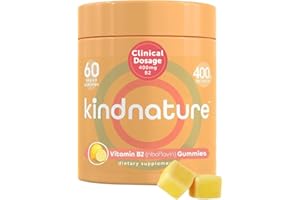 kindnature Vitamin B2 Gummies - Riboflavin 400mg Supplement for Kids & Adults - Non-GMO, Soy & Gluten-Free, Vegan Chewable Gummies (30 Day Supply)