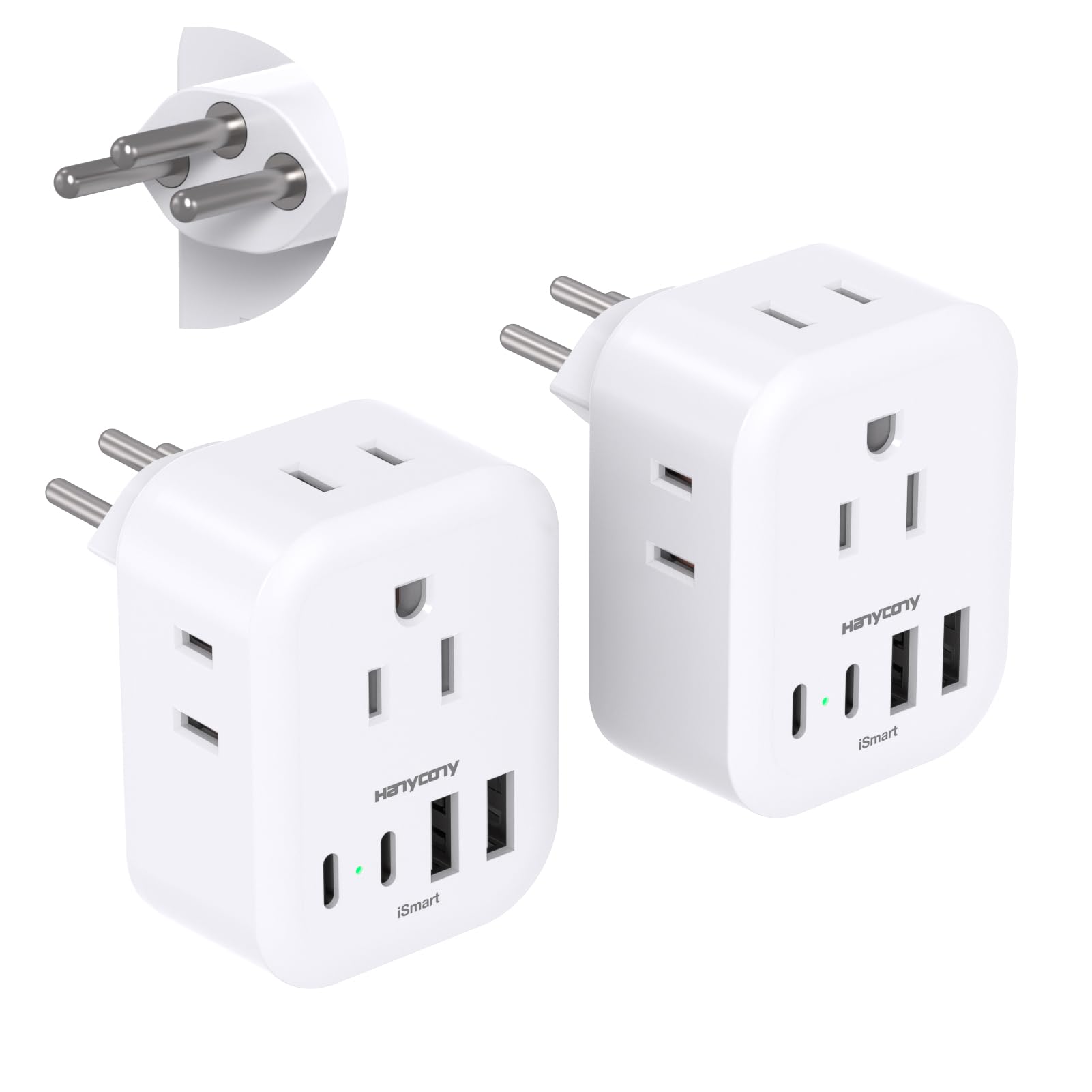 HANYCONY US To Australia Power Plug Adapter - 2 Outlets 3 USB Ports (2 USB C), Type I Travel Adapter, 2 Pack
