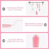 Vicloon 3PCS Baby Bottle Brush Silicone Bottle Cleaner Pink view 5