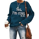 QIANRUO Yes I'm Cold Me 24:7 Sweatshirt for Women Funny Letter Print Fall Winter Sweatshirt Long Sleeve Crewneck Pullover Top