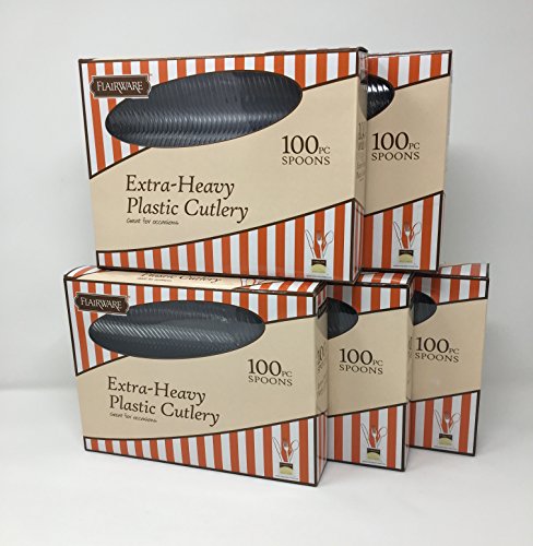 Fineline Settings 500-Piece Extra Heavy Cutlery Teaspoons, Clear. 5x 100 Packs (Packaging Design May Vary)