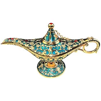 SUNMALL Vintage Legend Aladdin Lamp Magic Genie Wishing Light,Collectable Rare Classic Arabian Costume Props Lamp Tabletop Decor Crafts for Home/Wedding Decoration&Gift for Party/Halloween/Birthday