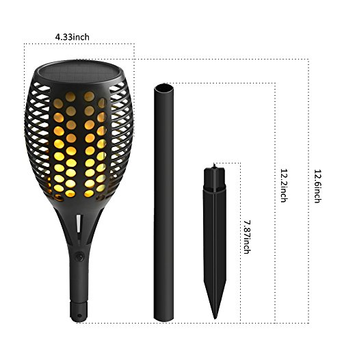 Furnizone Solar Garden Light Outdoor Patio Torch Light Tiki Torch LED Lighting Flickering Pathway Lights Dancing Flame Auto On/Off Security Light Waterproof Landscape Decoration Lights 2 Pcs (4Pcs) - Thumbnail 4