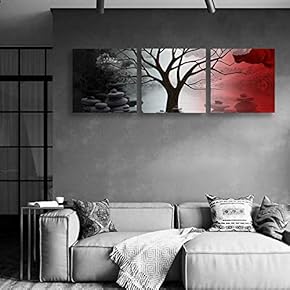 Canvas Wall Art Abstract Cloud Tree Pictures Home Wall Decorations for Bedroom Living Room Oil Paintings Canvas Prints Framed - 12"x12"x3 Panels
