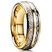 King Will 7mm Mens Gold Plated Tungsten Carbide Ring Imitated Meteorite Blue Carbon Fiber Inlay Wedding Band