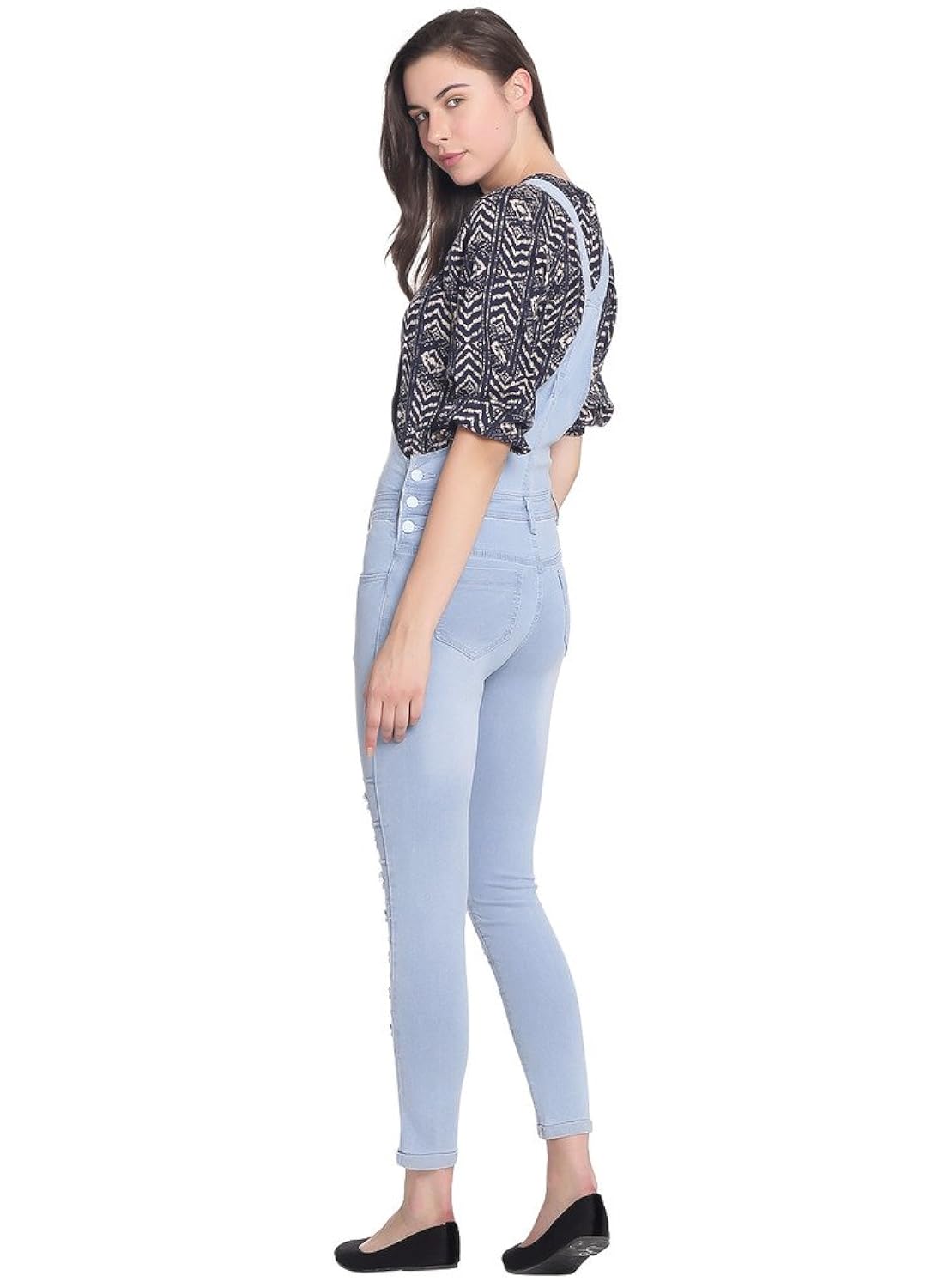 broadstar women denim light blue dungarees