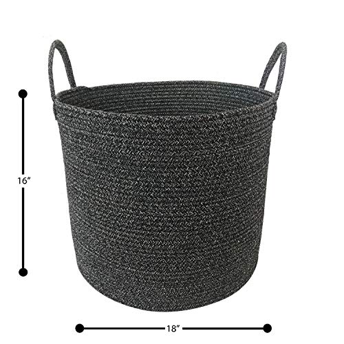 XXL Premium Cotton Rope Basket 18"x18"x16" Big Basket for Blankets Living Room Woven Laundry
