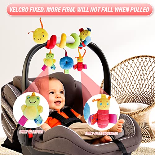 LIANGLIDE Baby Car Seat Toys Spiral Car Seat Toy Plush Activity Hanging