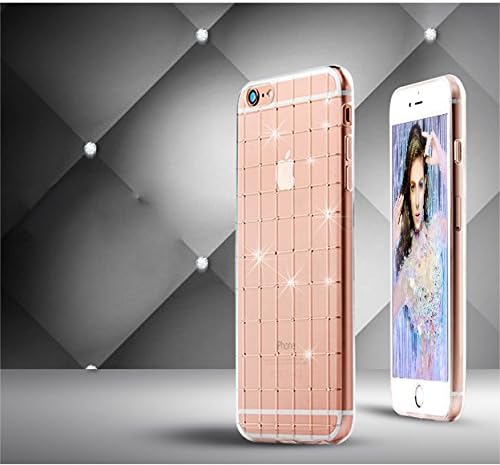 iPhone 6s/6 Case, S LEGIT [Ultra-Slim] Build-in Diamond Attached Bling Glitter Liquid Crystal [Unique Design for Girls Women] Clear TPU Soft Skin Cover for Apple iPhone 6s/6 (4.7-inch) - Square