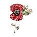 Gloria Trend Stunning Rhinestone Poppy Red Flower Brooch Lapel Badge Brooches & Pins