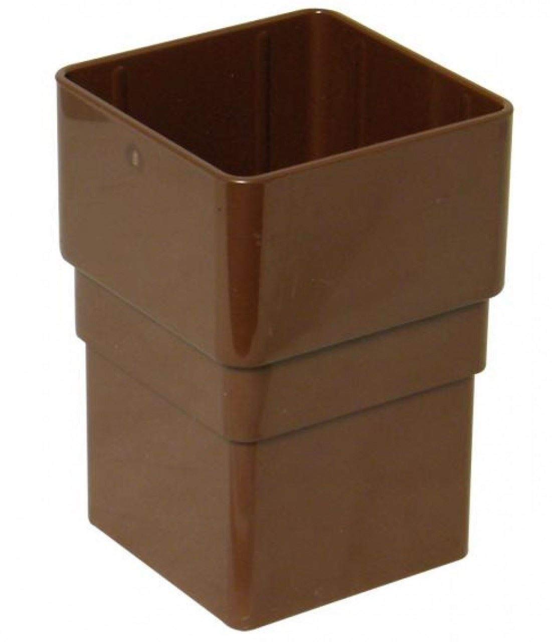 FLOPLAST 65mm Square Downpipe Socket - Brown - Pack of 2
