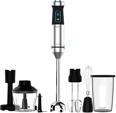 Frullatore a Immersione Power Titanblack 1500 XL Perfectcream&Crush, 2300 W, 4 Lame Rivestimento Titanio Nero, Piede XL, Bicchiere 700 ml con Coperchio, Aste e Tritatutto con Becco Ghiaccio