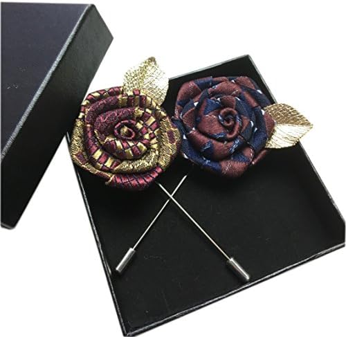 Unibuy Men's Handcraft lapel Flower Boutonniere Pin With Gift Box