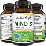 Mind & Memory Enhancement Supplement - Brain Booster Nootropic Pills Improve Focus Concentration Clarity Mental Performance Pure Vitamins Natural Dietary Supplement for Men & Women - By Natures Design