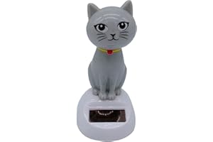 JJLFRESHENERS Cute Solar Powered Dancing Cat Figure - Swinging Solar, Cat Figurine Statue Swinging Car Dashboard Decoration Ornaments Dancing for Kids Car Dashboard Office Home Desk Decor