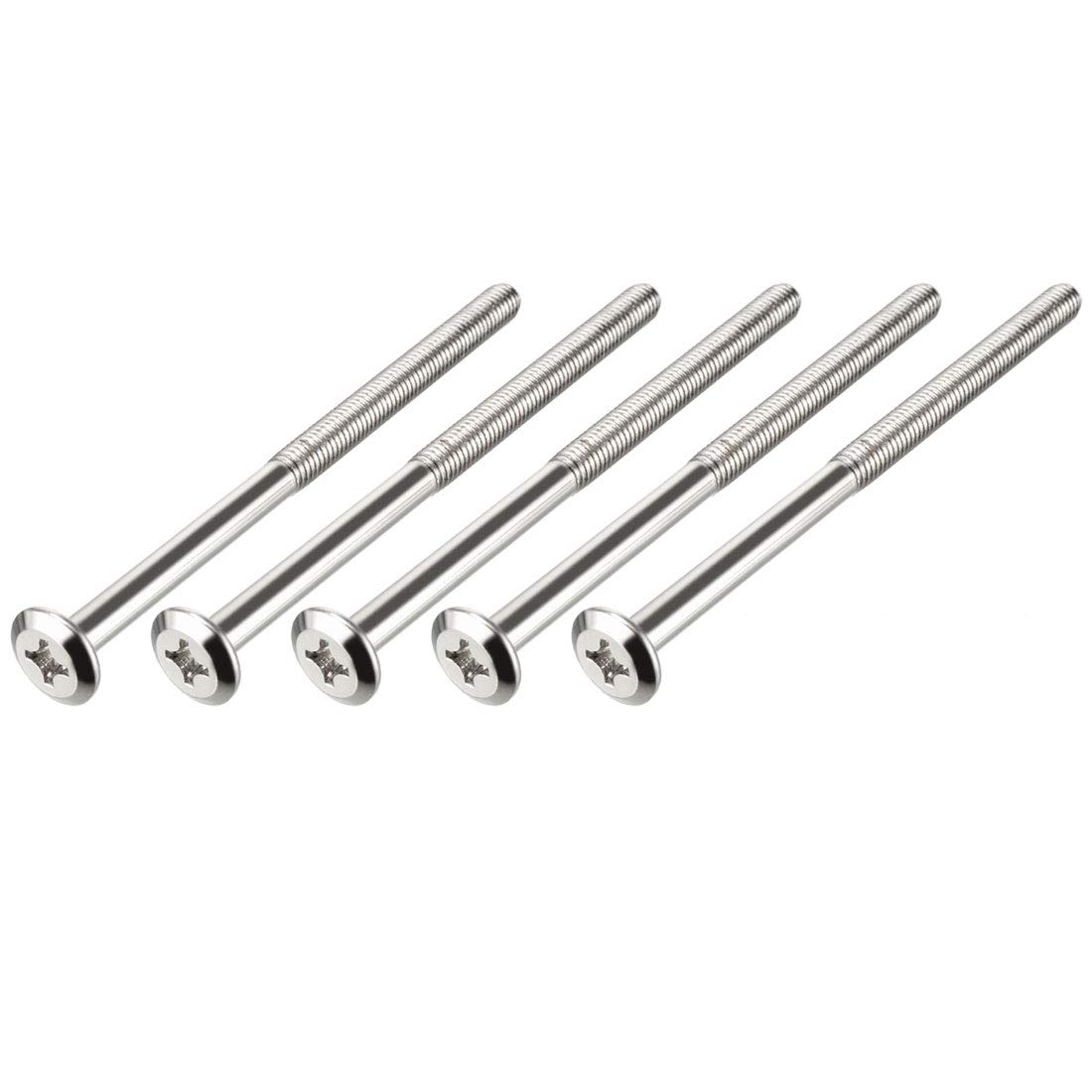 sourcing map M6x100mm Phillips Head Screws Furniture Bolts 58mm Thread Length 5pcs