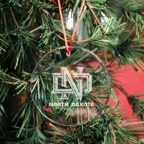 North Dakota Fighting Sioux Round Crystal Christmas Ornament