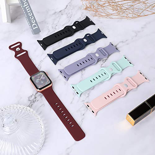 Slim Silicone Sport Bands Compatible with Apple Watch Band 38mm 40mm 42mm 44mm,Replacement Strap Wristband for iWatch Series 6/5/4/3/2/1 Women & Men (1 Pack-Pink Sand, 38mm 40mm)