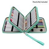 BTSKY Deluxe PU Leather Pencil Case for Colored Pencils - 120 Slot Pencil Holder with Handle Strap Handy Colored Pencil Box Large(Green)