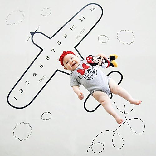 Monthly Baby Milestone Blanket Personalized Photography Photo Props Shoots Backdrop for Newborn, Infant, Boys &amp; Girls, Baby Shower Gifts (Plane)