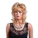 Kaleiss Women's Wigs Blonde Medium Length Wavy Layered Hair Synthetic Full Wigs With Bangs
