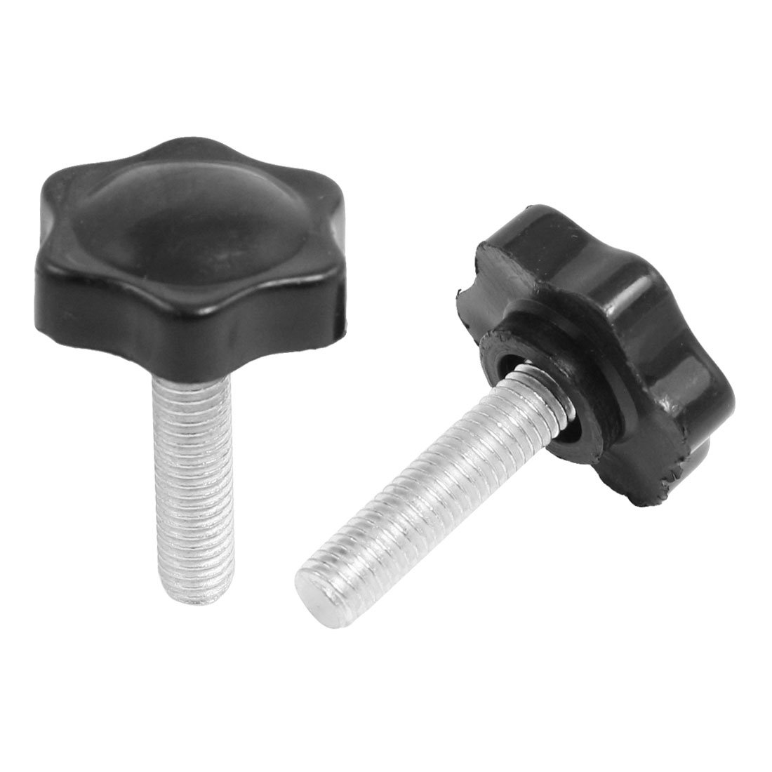 Sourcingmap 2 Pcs M8 x 32mm Male Thread 30mm Star Head Clamping Knob Black