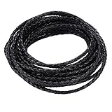Boruo Brand 3mm Round Folded Bolo PU Braided Leather Cord For Necklace Bracelet Jewelry Making