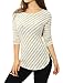 Allegra K Women Diagonal Stripes Long Drop Sleeves Top M Ivory
