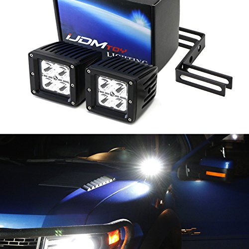 iJDMTOY Complete 40W High Power CREE LED Pod Light Kit w/ Near Hood A-Pillar Mounting Brackets & Switch Wiring Relay For 2010-2014 Ford Raptor SVT