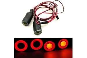 MOHERO 2 LEDs Angel Eyes & Demon Eyes LED Light Headlights for 1/10 RC Model Crawler Cars Headlamps (Red+Yellow, 17mm)