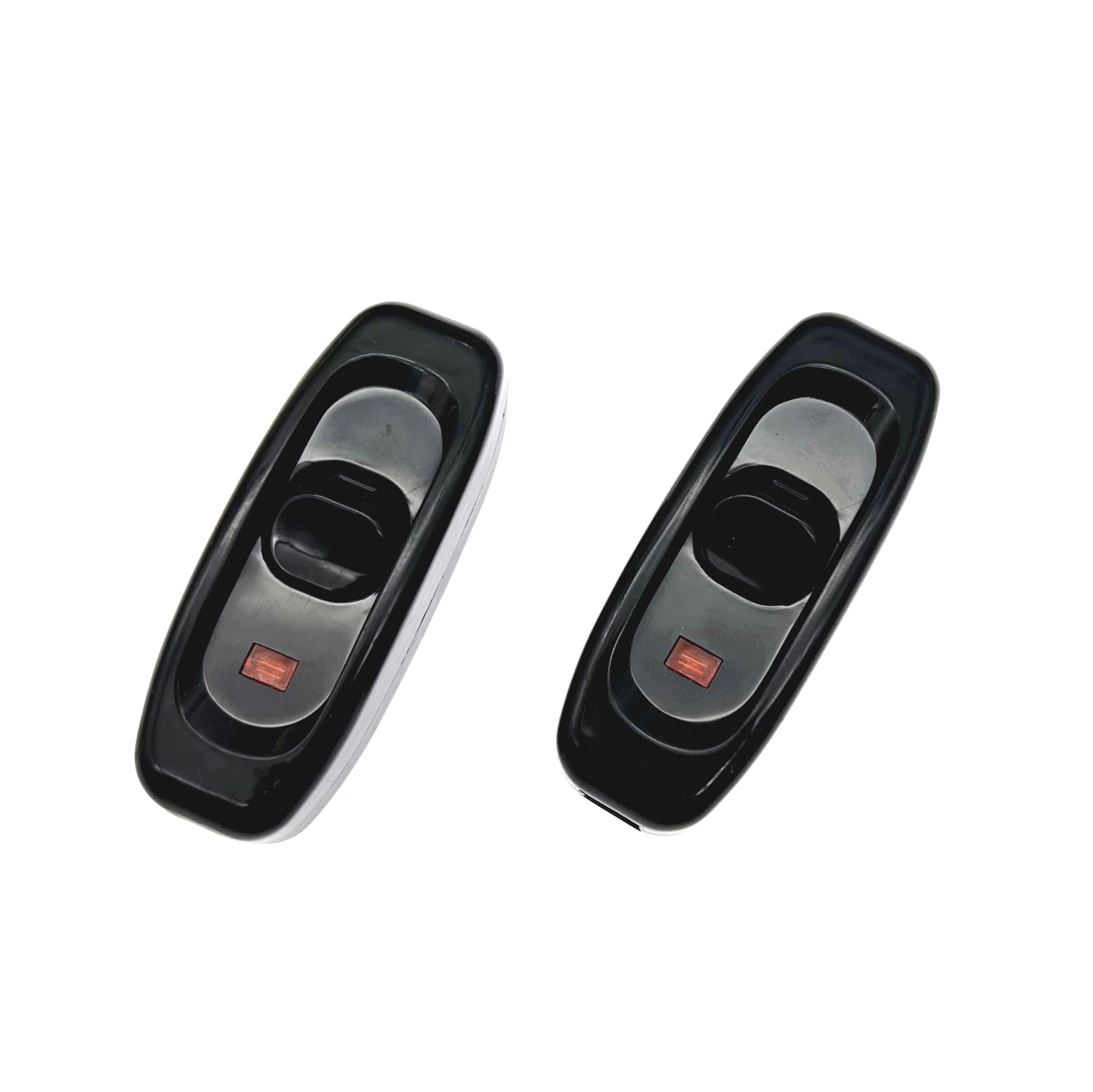 JZK 2 x Black lamp Cord Cable Switch Torpedo Switch AC 250V 10A with LED Indicator Light for Small Appliance or lamp