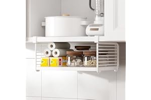Under Shelf Storage, Detachable Under Shelf Basket, Metal Hanging Under Cabinet Organizer for Laundry Room, Cabinet, Shoe Ben