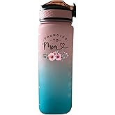 Yipaidel Promoted To Mom 32 OZ Drinking Water Bottle with Times to Drink and Straw, Motivational with Carrying Strap, Leakproof BPA & Toxic Free, Ensure You Drink Enough Water for Fitness Outdoor