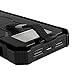Solar Charger, Solar External Battery Pack, iBeek Portable 12000mAh Dual USB Solar Battery Charger Power Bank Phone Charger with Carabiner LED Lights for Emergency Cell Phones Tablet Camera (Black)