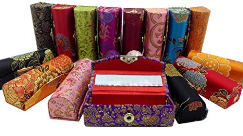 Easybuystore Lipstick Case 3pcs /Set Lipstick Case with Mirror,satin Silky Fabric with Gorgeous Design ,Random Assorted Colors, Jewelry Box