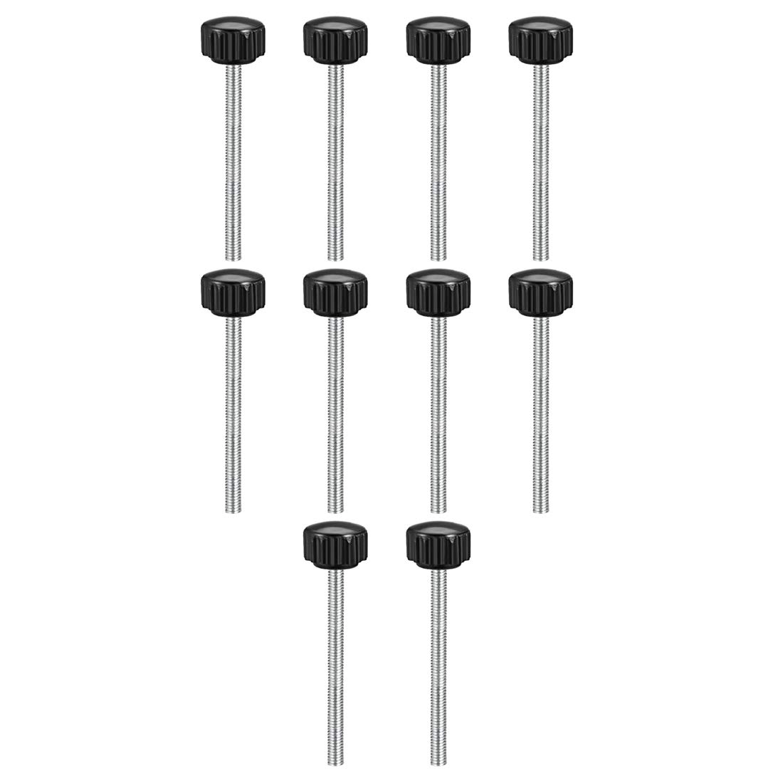 sourcing map M4 x 50mm Metric Male Thread Knurled Clamping Knobs Grip Thumb Screw Hand Clamping Handle Bolt with 16mm Plastic Knobs Black 10 Pcs