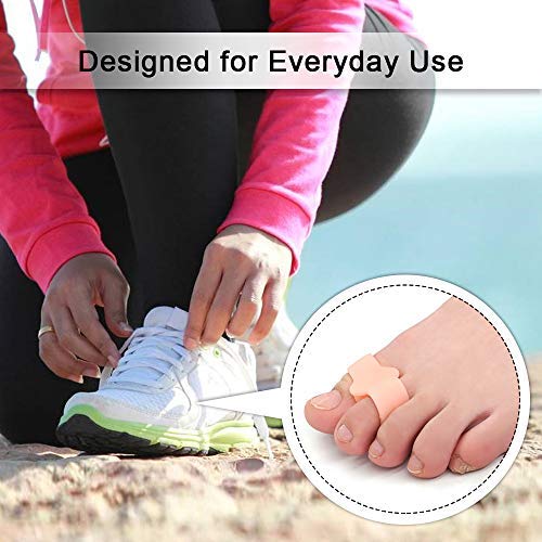 Skyfoot’s Toe Separator for Bunion with 2 Loops - Toe Spreader Gel Toe Corrector Pack of 6 (Beige)