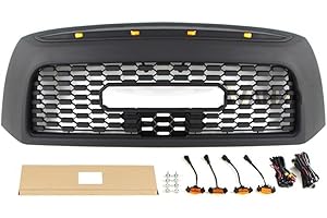 Grill with LED Lights Auto Parts Modified Compatible with Compatible with 2006-2013 Toyota Tundra Grill(Add 1 Row of Lights)