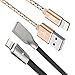 Alyee iPhone Charger, 6FT w LED Light [2Pack] Flat Lightning Cable and Nylon Braided iPhone Charging USB Cord for iPhone X/8/8 Plus/7/7 Plus/6s/6s Plus/6/6 Plus/5/iPad Air/Mini and iPod (Gold & Black)