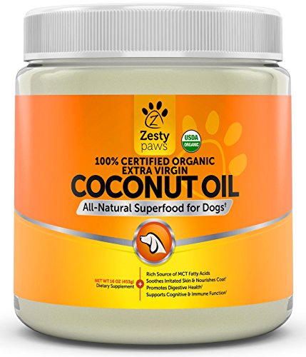 Coconut Oil for Dogs - Certified Organic & Extra Virgin Superfood Supplement - Anti Itch & Hot Spot Treatment - For Dry Skin on Elbows & Nose - Natural Digestive & Immune Support - 16 OZ