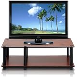 Furinno Just No Tools Dark Cherry Mid Television Stand with Black Tube