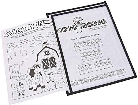 Black Side-Loading Dry Erase Pockets (12 Pack) Plastic. 10" x 13"