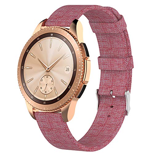 for Samsung Gear S2 Classic Watch Band, SUKEQ Woven Fabric Wrist Strap Quick Release Replacement Bracelet Accessory for Samsung Galaxy Watch 42mm, Gear S2 Classic, Garmin Vivoactive 3 (Pink)