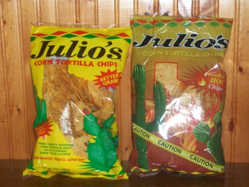 Julio's Corn Tortilla Chips (1 Bag Each Original Lightly Seasoned and Freaking Hot 9oz) (Total of 2 Bags) Habanero