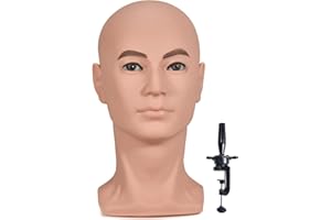 nobrand BLTYXT PVC Male Mannequin Head Professional Training Head Bald Manikin Head with Shoulder for Display Headphone Game Console Hats Wigs Jewellery Glasses Facemask Caps Model Head